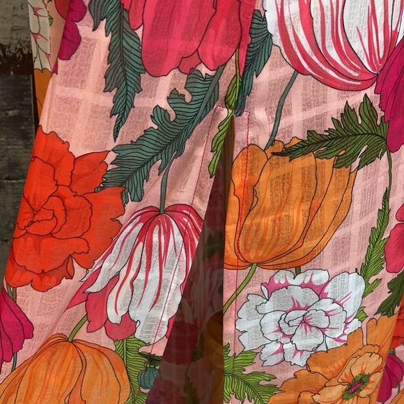 TRINA TURK sunny bloom asymmetrical one-shoulder maxi dress in multi M vacation - Picture 9 of 16